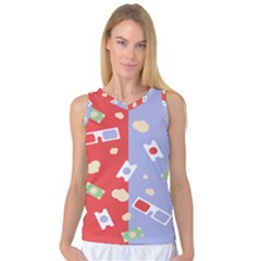 Glasses Red Blue Green Cloud Line Cart Women s Basketball Tank Top