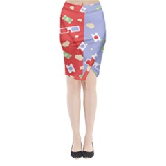 Glasses Red Blue Green Cloud Line Cart Midi Wrap Pencil Skirt by Mariart