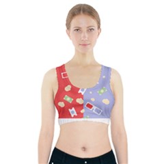 Glasses Red Blue Green Cloud Line Cart Sports Bra With Pocket