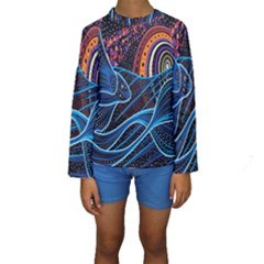 Fish Out Of Water Monster Space Rainbow Circle Polka Line Wave Chevron Star Kids  Long Sleeve Swimwear