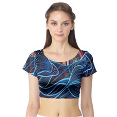 Fish Out Of Water Monster Space Rainbow Circle Polka Line Wave Chevron Star Short Sleeve Crop Top (tight Fit) by Mariart