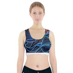 Fish Out Of Water Monster Space Rainbow Circle Polka Line Wave Chevron Star Sports Bra With Pocket