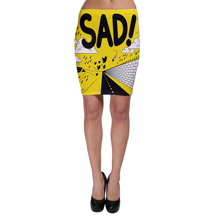 Have Meant  Tech Science Future Sad Yellow Street Bodycon Skirt