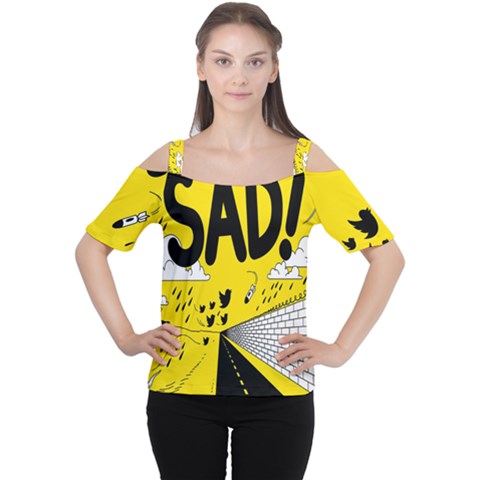 Have Meant  Tech Science Future Sad Yellow Street Women s Cutout Shoulder Tee by Mariart