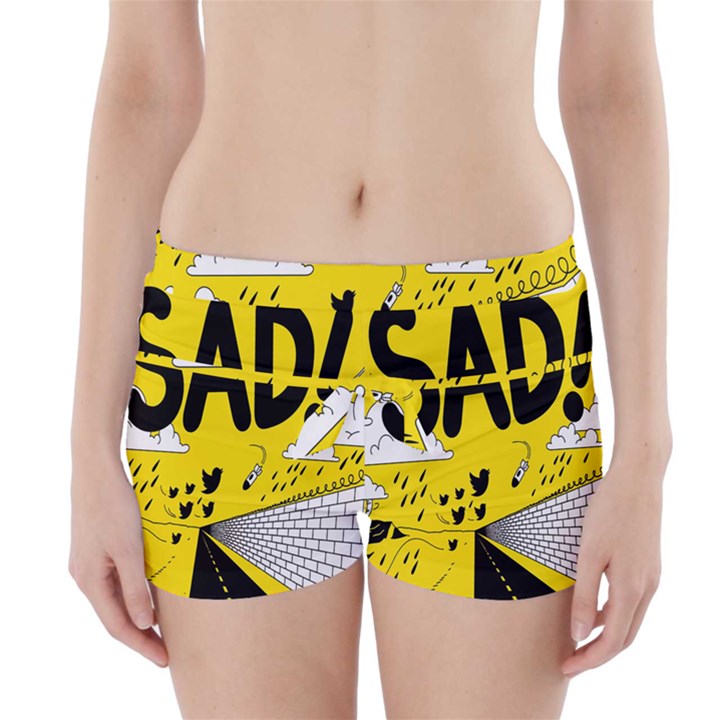 Have Meant  Tech Science Future Sad Yellow Street Boyleg Bikini Wrap Bottoms