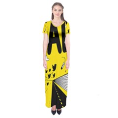 Have Meant  Tech Science Future Sad Yellow Street Short Sleeve Maxi Dress by Mariart