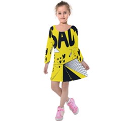 Have Meant  Tech Science Future Sad Yellow Street Kids  Long Sleeve Velvet Dress by Mariart