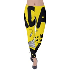 Have Meant  Tech Science Future Sad Yellow Street Velvet Leggings by Mariart