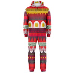 Fabric Aztec Red Line Polka Circle Wave Chevron Star Hooded Jumpsuit (men)  by Mariart