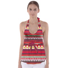 Fabric Aztec Red Line Polka Circle Wave Chevron Star Babydoll Tankini Top by Mariart