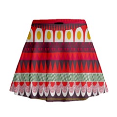 Fabric Aztec Red Line Polka Circle Wave Chevron Star Mini Flare Skirt by Mariart