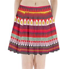 Fabric Aztec Red Line Polka Circle Wave Chevron Star Pleated Mini Skirt by Mariart