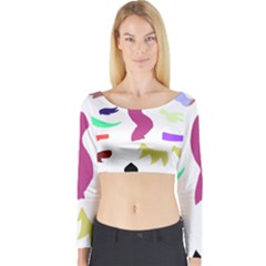 Plushie Color Rainbow Brown Purple Yellow Green Black Long Sleeve Crop Top