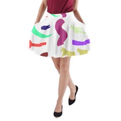 Plushie Color Rainbow Brown Purple Yellow Green Black A-line Pocket Skirt by Mariart