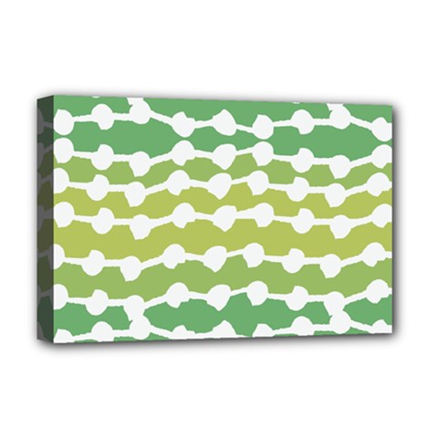 Polkadot Polka Circle Round Line Wave Chevron Waves Green White Deluxe Canvas 18  X 12   by Mariart