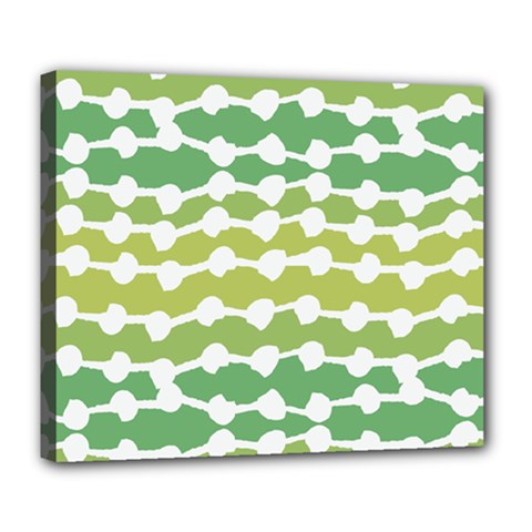 Polkadot Polka Circle Round Line Wave Chevron Waves Green White Deluxe Canvas 24  X 20   by Mariart