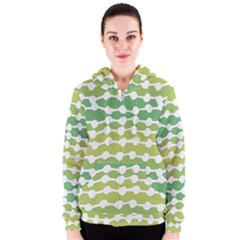 Polkadot Polka Circle Round Line Wave Chevron Waves Green White Women s Zipper Hoodie by Mariart