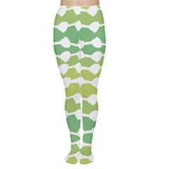 Polkadot Polka Circle Round Line Wave Chevron Waves Green White Women s Tights by Mariart