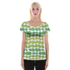 Polkadot Polka Circle Round Line Wave Chevron Waves Green White Women s Cap Sleeve Top by Mariart