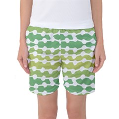 Polkadot Polka Circle Round Line Wave Chevron Waves Green White Women s Basketball Shorts by Mariart