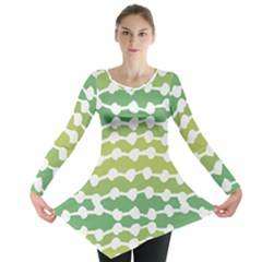 Polkadot Polka Circle Round Line Wave Chevron Waves Green White Long Sleeve Tunic  by Mariart