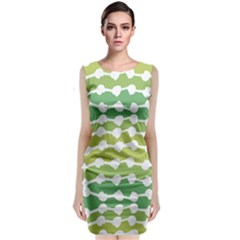 Polkadot Polka Circle Round Line Wave Chevron Waves Green White Classic Sleeveless Midi Dress by Mariart