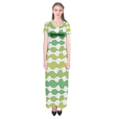 Polkadot Polka Circle Round Line Wave Chevron Waves Green White Short Sleeve Maxi Dress by Mariart