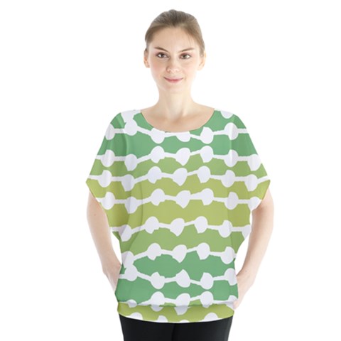 Polkadot Polka Circle Round Line Wave Chevron Waves Green White Blouse by Mariart