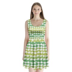 Polkadot Polka Circle Round Line Wave Chevron Waves Green White Split Back Mini Dress  by Mariart