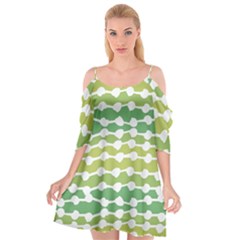 Polkadot Polka Circle Round Line Wave Chevron Waves Green White Cutout Spaghetti Strap Chiffon Dress