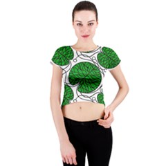 Leaf Green Crew Neck Crop Top by Mariart