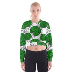 Leaf Green Cropped Sweatshirt by Mariart