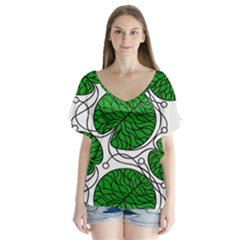 Leaf Green Flutter Sleeve Top by Mariart