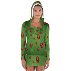 Ladybugs Red Leaf Green Polka Animals Insect Women s Long Sleeve Hooded T-shirt by Mariart