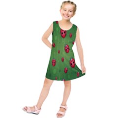 Ladybugs Red Leaf Green Polka Animals Insect Kids  Tunic Dress by Mariart