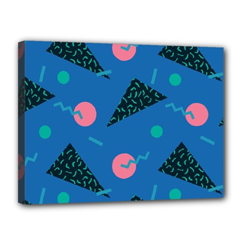 Seamless Triangle Circle Blue Waves Pink Canvas 16  X 12  by Mariart