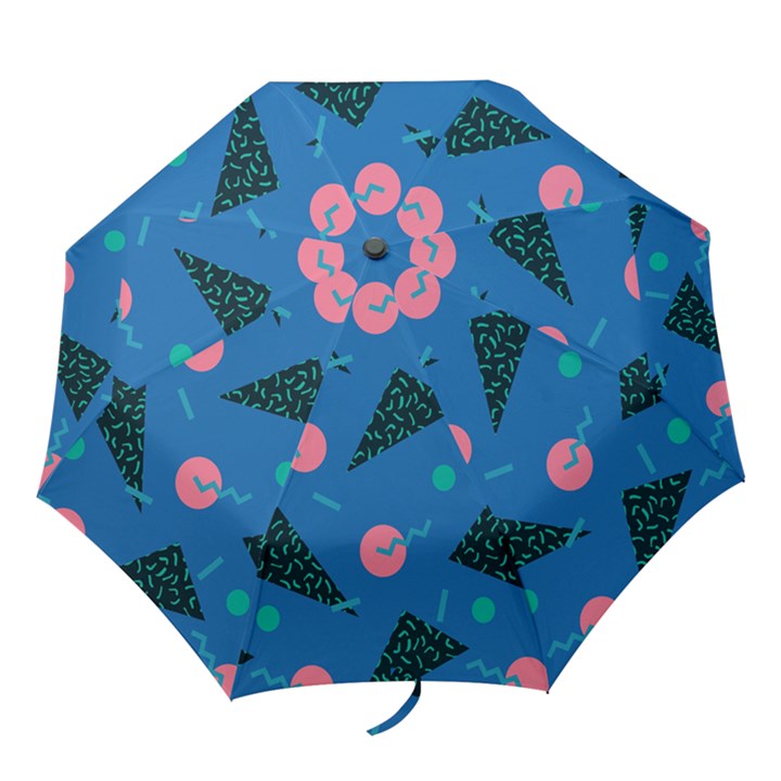 Seamless Triangle Circle Blue Waves Pink Folding Umbrellas