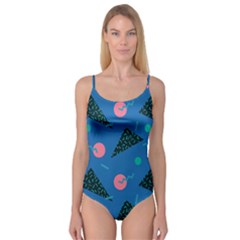 Seamless Triangle Circle Blue Waves Pink Camisole Leotard  by Mariart