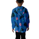 Seamless Triangle Circle Blue Waves Pink Hooded Wind Breaker (Kids) View2