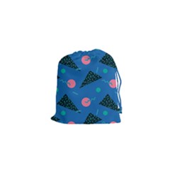 Seamless Triangle Circle Blue Waves Pink Drawstring Pouches (xs)  by Mariart