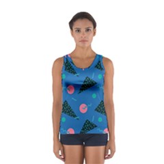 Seamless Triangle Circle Blue Waves Pink Women s Sport Tank Top  by Mariart