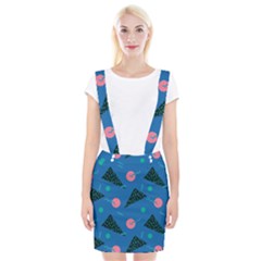 Seamless Triangle Circle Blue Waves Pink Braces Suspender Skirt by Mariart