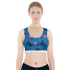 Seamless Triangle Circle Blue Waves Pink Sports Bra With Pocket