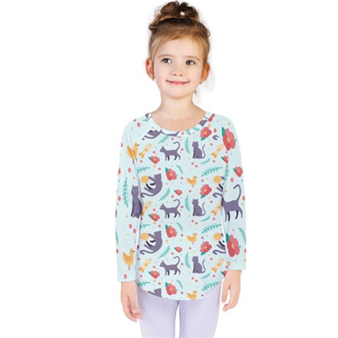 Redbubble Animals Cat Bird Flower Floral Leaf Fish Kids  Long Sleeve Tee by Mariart