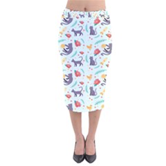 Redbubble Animals Cat Bird Flower Floral Leaf Fish Velvet Midi Pencil Skirt by Mariart