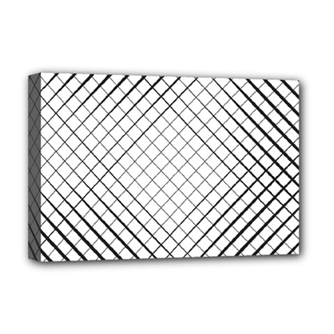 Simple Pattern Waves Plaid Black White Deluxe Canvas 18  X 12   by Mariart