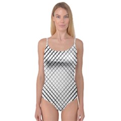 Simple Pattern Waves Plaid Black White Camisole Leotard 