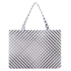 Simple Pattern Waves Plaid Black White Medium Zipper Tote Bag