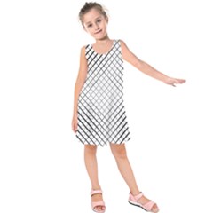 Simple Pattern Waves Plaid Black White Kids  Sleeveless Dress