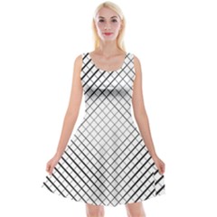 Simple Pattern Waves Plaid Black White Reversible Velvet Sleeveless Dress by Mariart